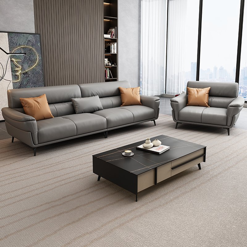 Modern Designer Leather Office Sofa Set Low Price Three-Seat for Home Living Room Hotel or School Use