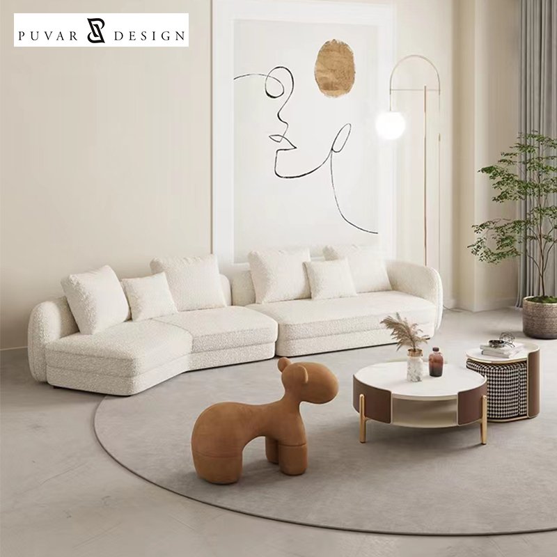 Turkey Modern Minimalist Living Room Furniture Classic L Shape Modular White Fabric Sofa