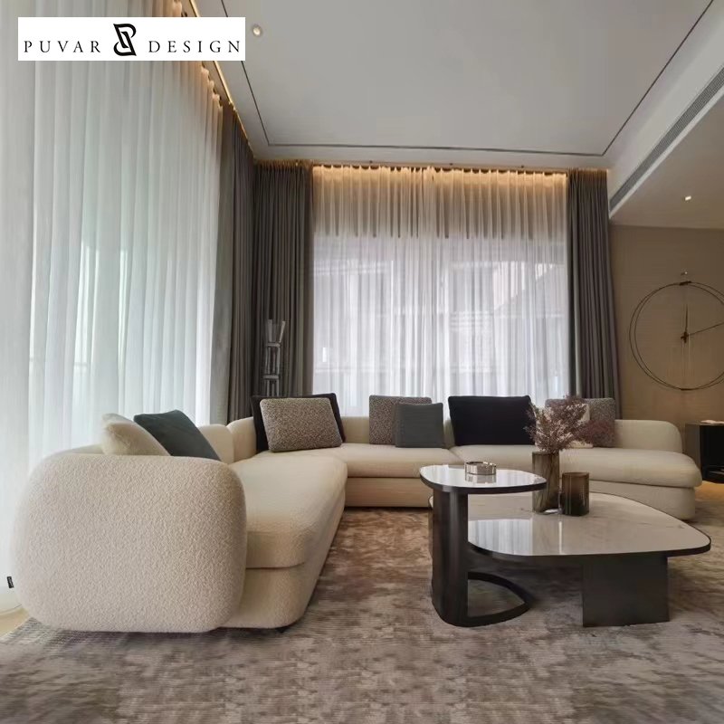 Turkey Modern Minimalist Living Room Furniture Classic L Shape Modular White Fabric Sofa