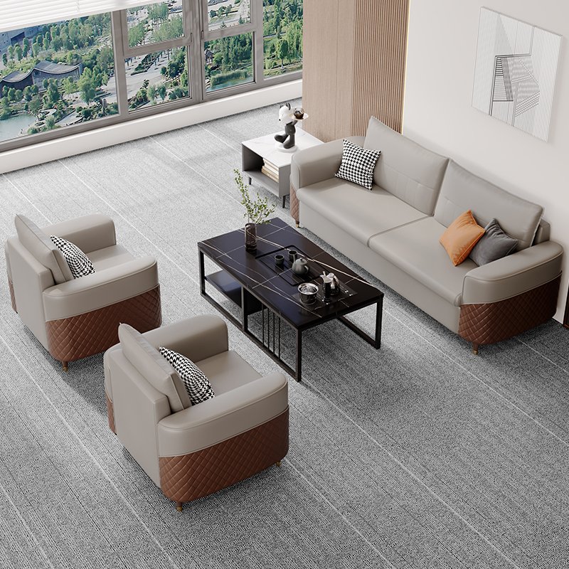 Luxury Boss Office Sofa Set Customer Reception Modern Leather Sofa with Coffee Table Furniture