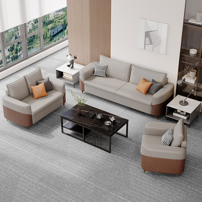 Luxury Boss Office Sofa Set Customer Reception Modern Leather Sofa with Coffee Table Furniture