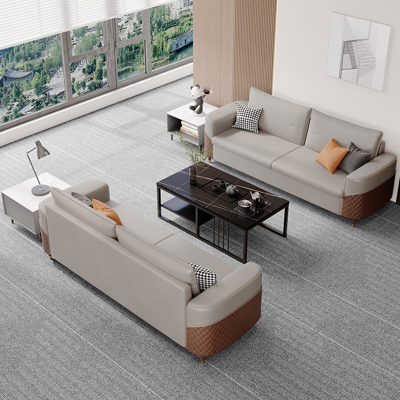 Luxury Boss Office Sofa Set Customer Reception Modern Leather Sofa with Coffee Table Furniture