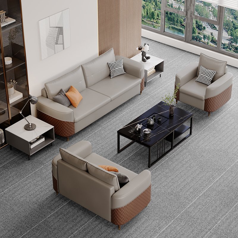 Luxury Boss Office Sofa Set Customer Reception Modern Leather Sofa with Coffee Table Furniture