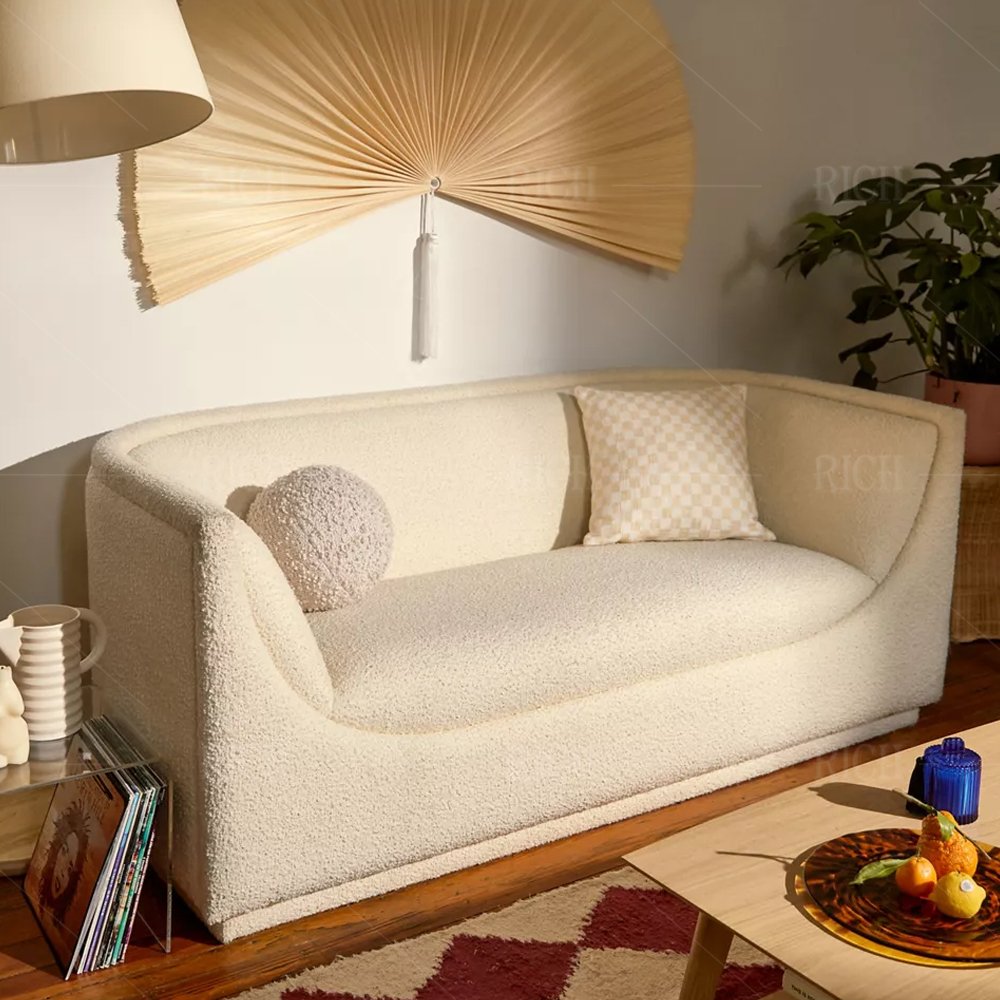 loveseat sheepskin settee couch teddy fabric 2 seater boucle couch faux shearling sofa Nordic teddy wool fabric sofa