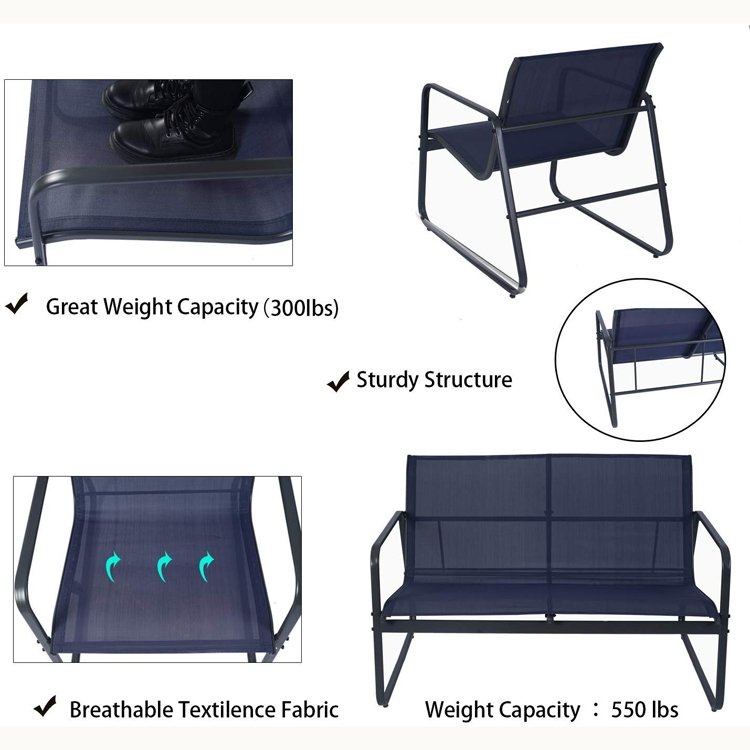 4 Pieces Patio/Outdoor Conversation Set with Strong Powder Coated Metal Frame Textilenes Sofa Set