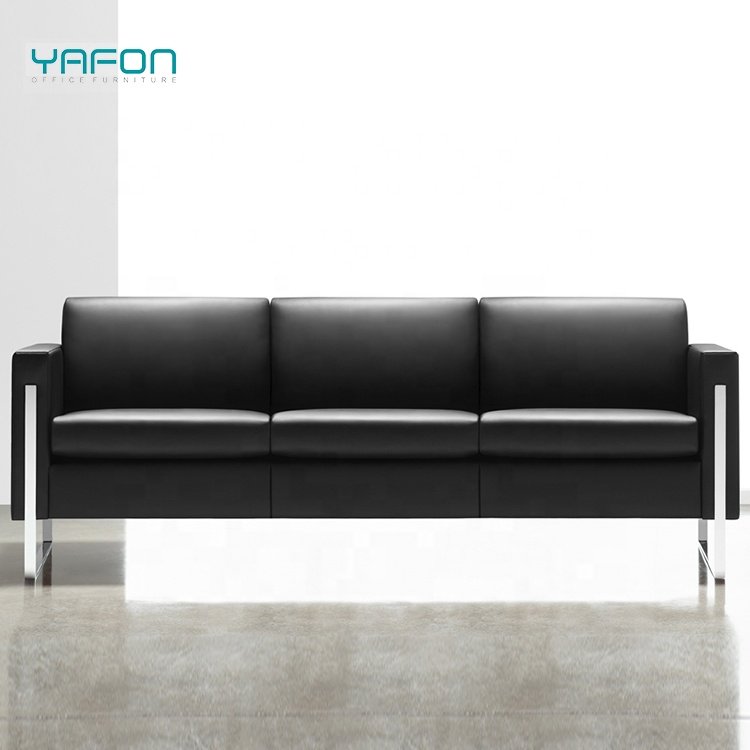 Cheap fashion modern furniture office sectional black sofa leather