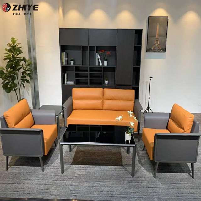 Modern attractive customized high quality office grey leather sofa