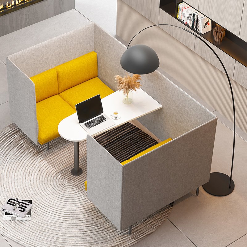 Luxury Waiting Rooms Meeting Pod High Partition Back Soundproof Private Reception Lounge Office Sofa With Bookshelf