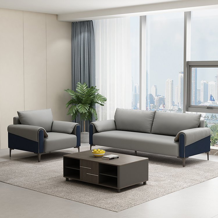 Modern Luxury Design Office Sofa Set Leather Tea Table Business Reception Company Boss Negotiation Hotel Lobby Store Rest Area