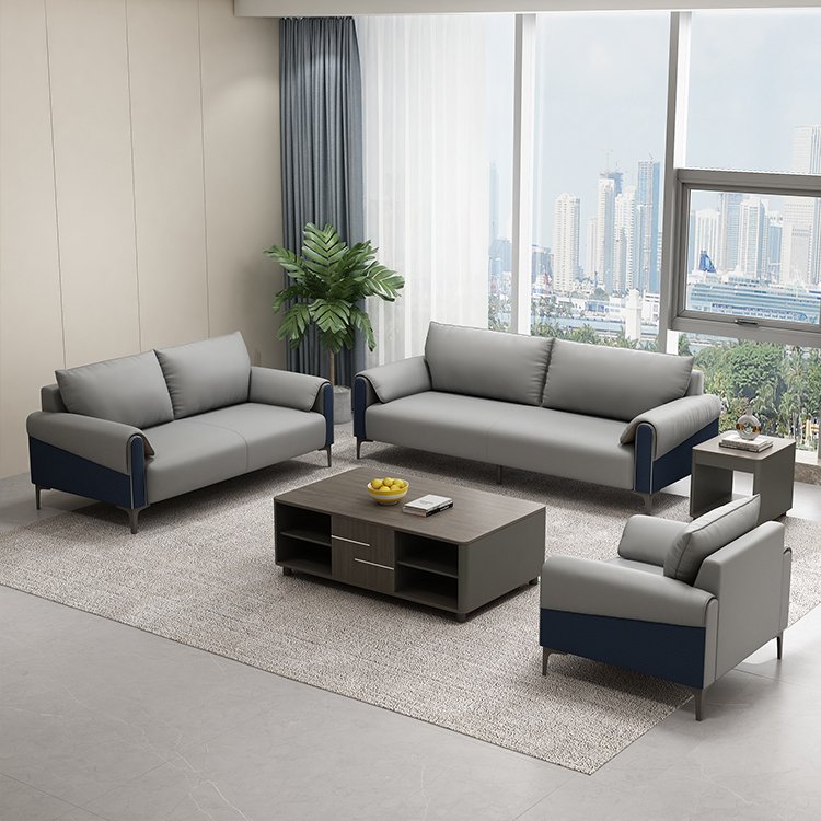 Modern Luxury Design Office Sofa Set Leather Tea Table Business Reception Company Boss Negotiation Hotel Lobby Store Rest Area