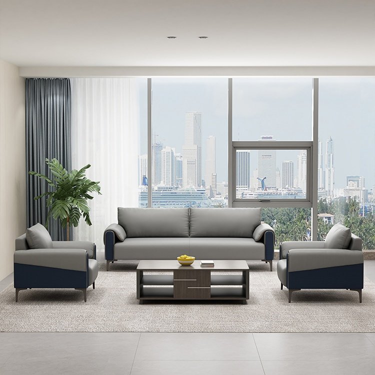 Modern Luxury Design Office Sofa Set Leather Tea Table Business Reception Company Boss Negotiation Hotel Lobby Store Rest Area