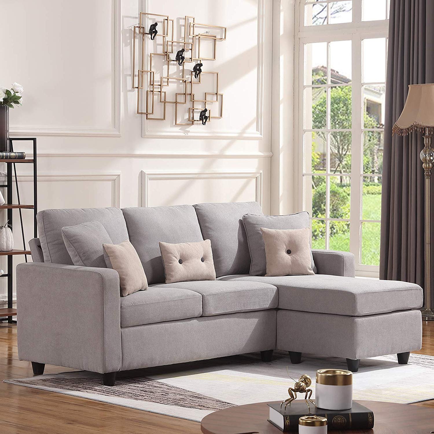 Hotel Furniture Manufacture Luxury L Shape Corner Sectional Sofa Set Modern Design 3 Seater Living Room Sofa Custom Made Fabric