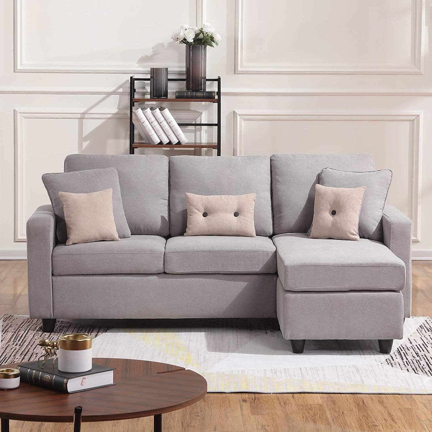 Hotel Furniture Manufacture Luxury L Shape Corner Sectional Sofa Set Modern Design 3 Seater Living Room Sofa Custom Made Fabric