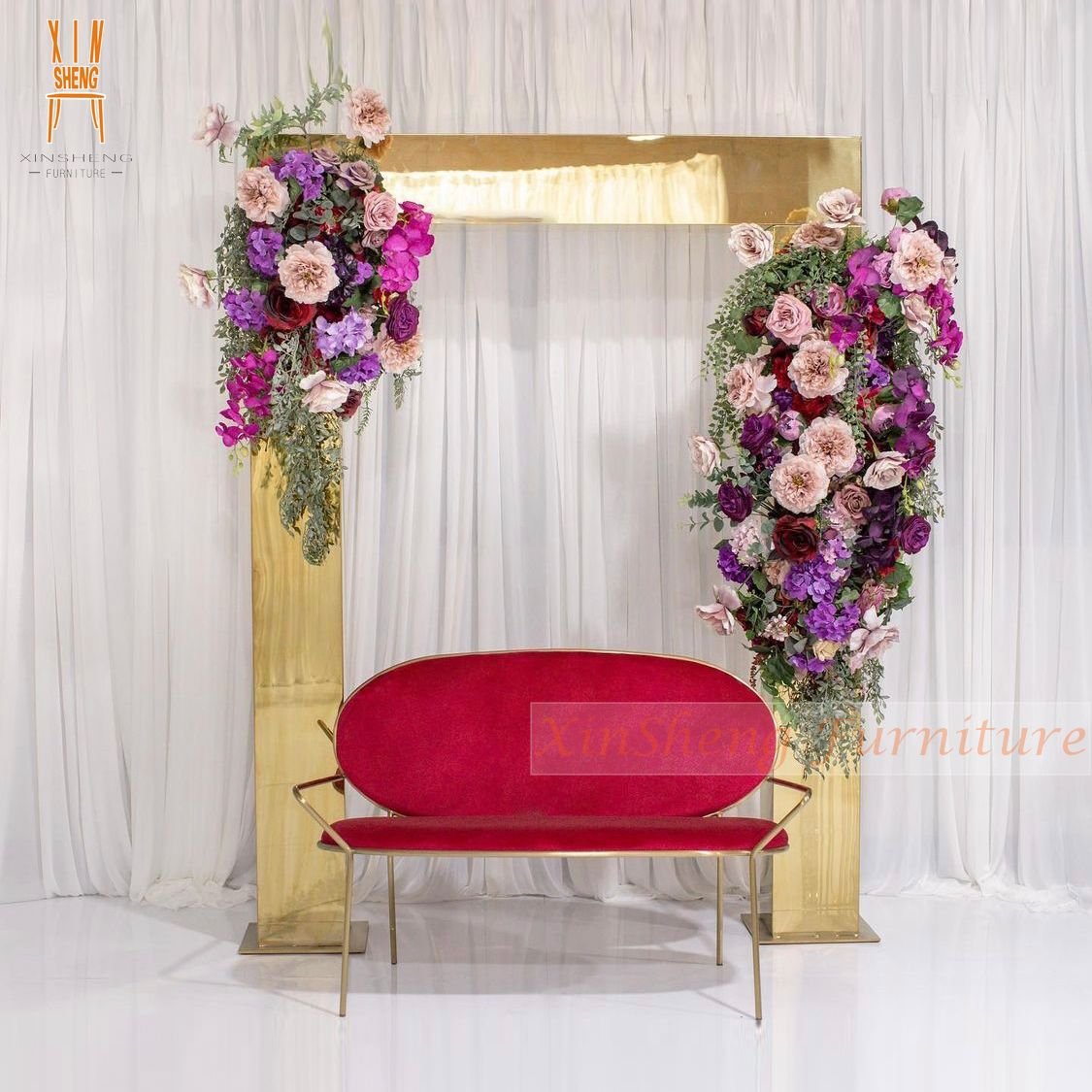Modern style fabric sofa set red sofa for wedding decoration
