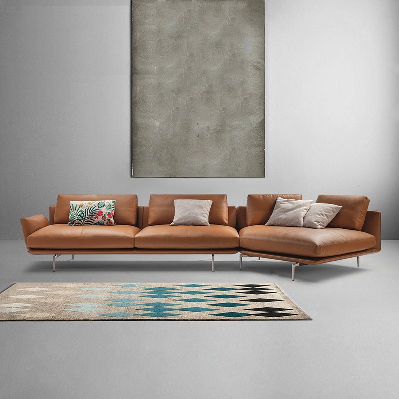 Customizable Modern Living Room Sofa Orange Leather Nordic Sofa For Home and Office Sofa