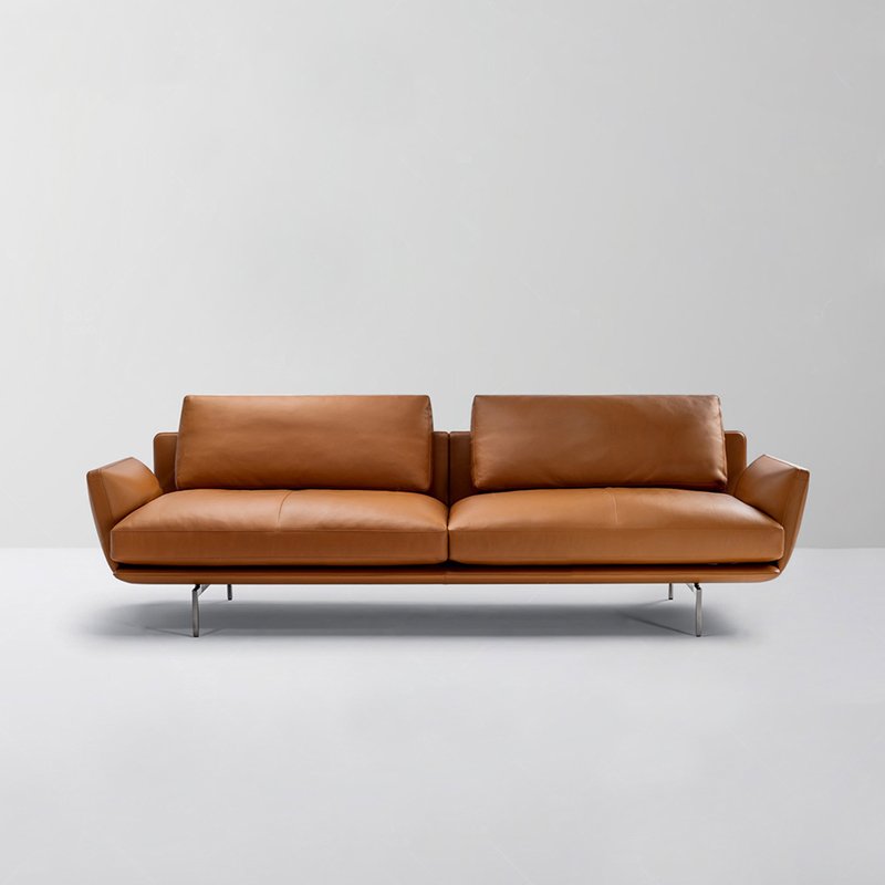 Customizable Modern Living Room Sofa Orange Leather Nordic Sofa For Home and Office Sofa