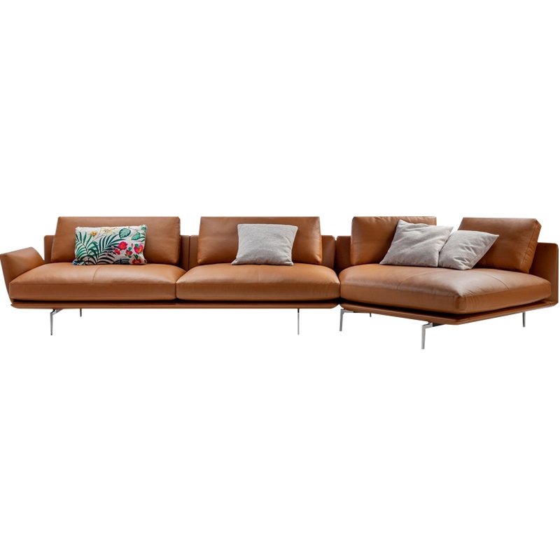 Customizable Modern Living Room Sofa Orange Leather Nordic Sofa For Home and Office Sofa