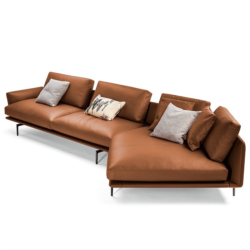 Customizable Modern Living Room Sofa Orange Leather Nordic Sofa For Home and Office Sofa