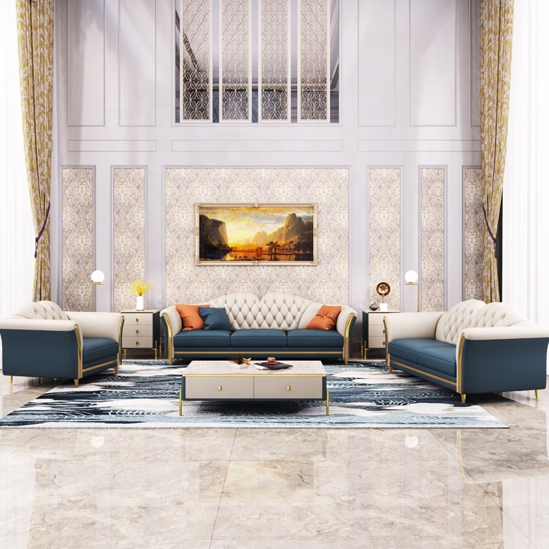 Luxury American Style Modern Living Room Leather chesterfield sofas 1 2 3seats set for home hotel lounge sofa furniture