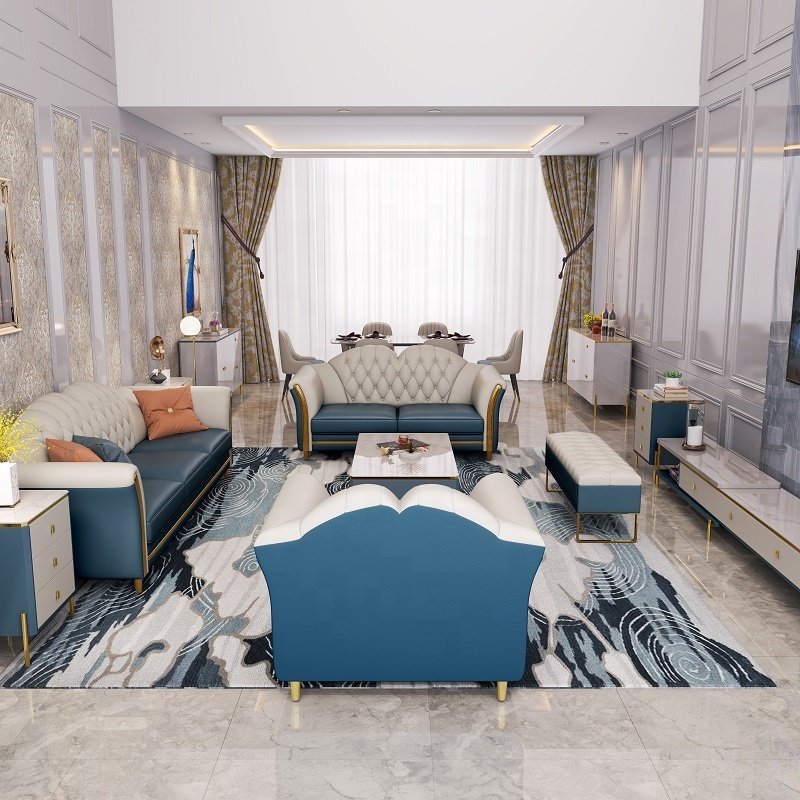 Luxury American Style Modern Living Room Leather chesterfield sofas 1 2 3seats set for home hotel lounge sofa furniture
