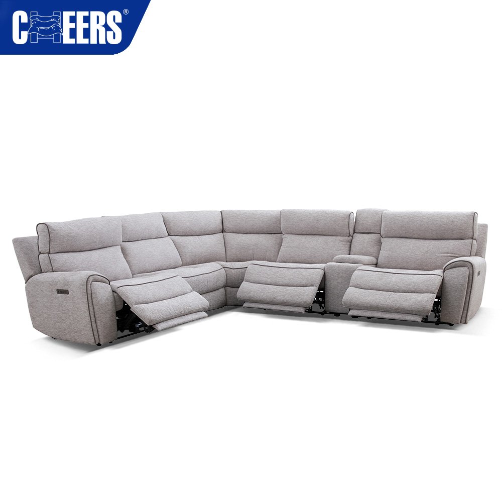 MANWAH CHEERS Hot-selling Electric Fabric Zero Gravity Sectional Recliner Sofa Couch with USB Port and Cup Holders For Home