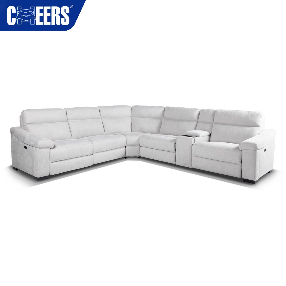 MANWAH CHEERS Electric Fabric Comfortable Sectional Corner Sofa With Wireless Charging and Storage For Living Room
