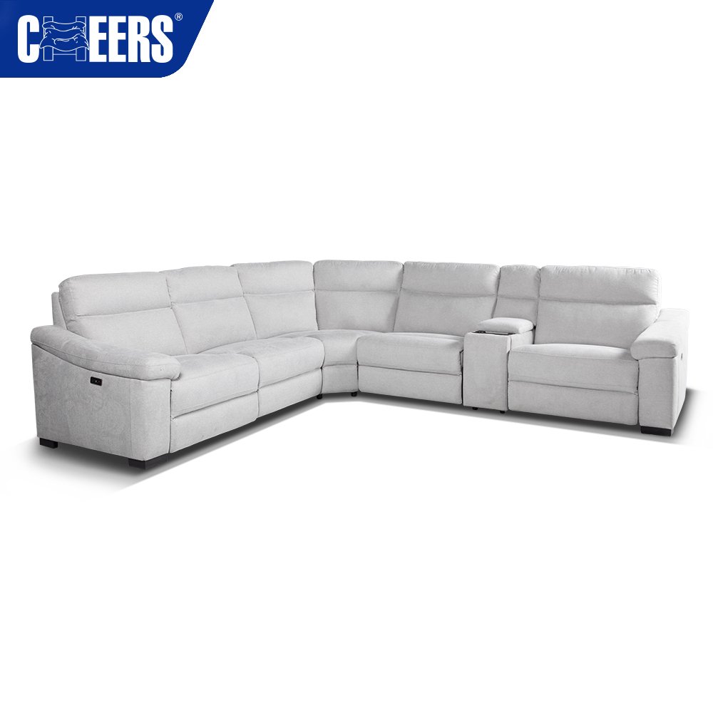 MANWAH CHEERS Electric Fabric Comfortable Sectional Corner Sofa With Wireless Charging and Storage For Living Room