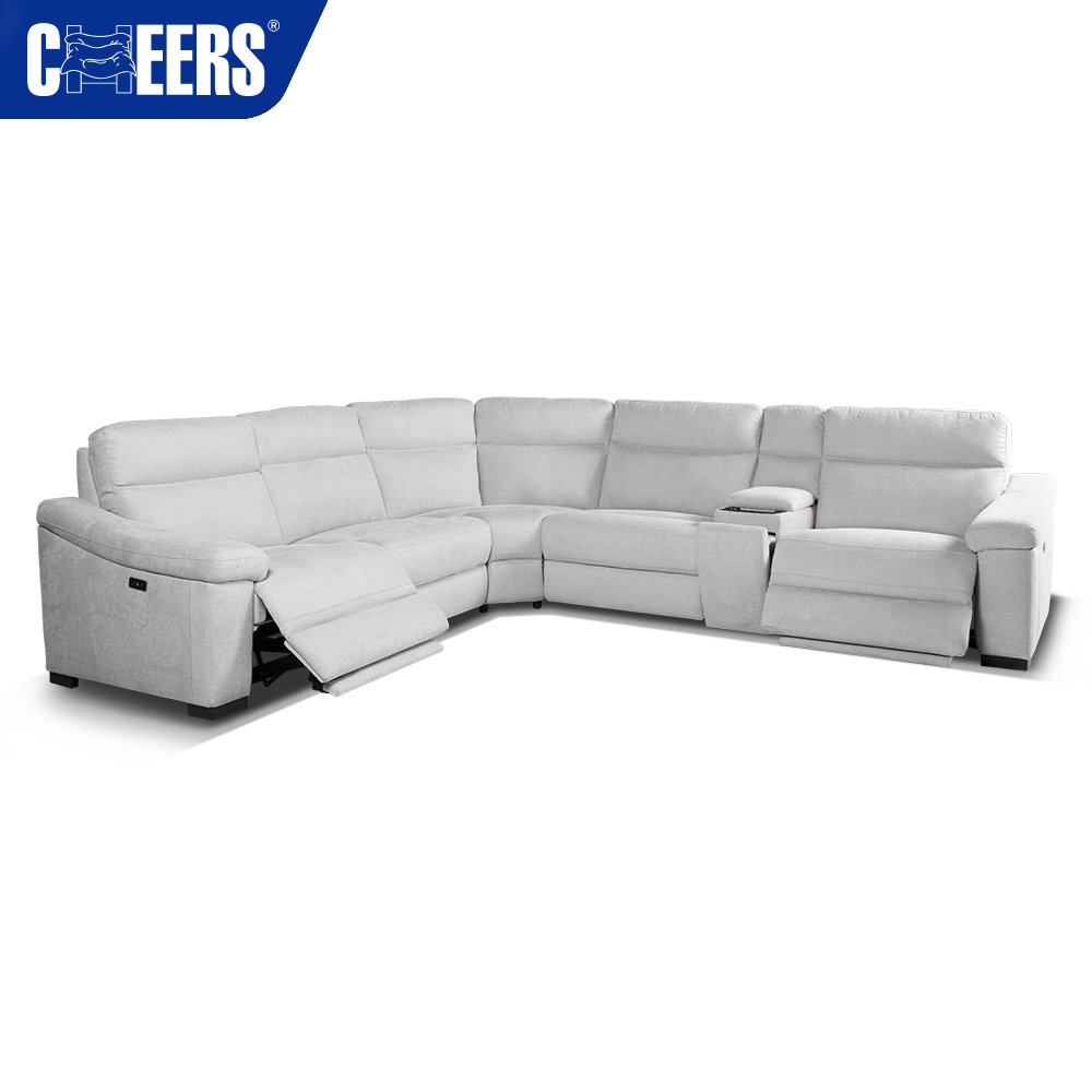 MANWAH CHEERS Electric Fabric Comfortable Sectional Corner Sofa With Wireless Charging and Storage For Living Room
