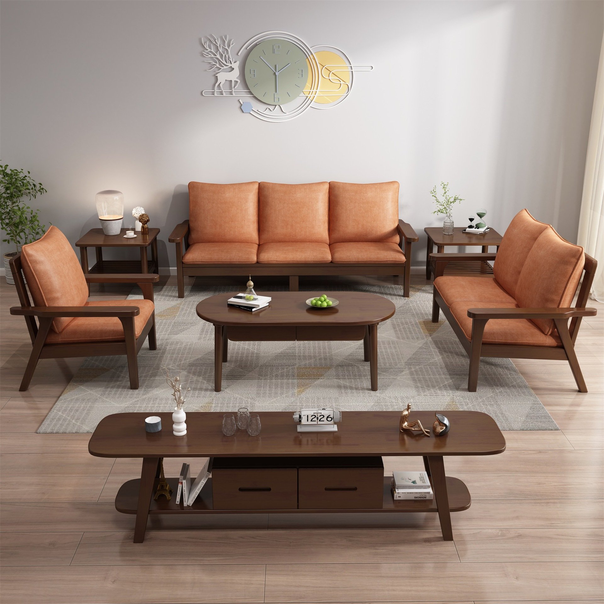 Solid Wood Nordic Minimalist Wooden Sofa Set Design For Living Room Product Sofa Combination
