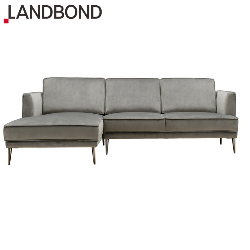 European L Shape Kd Design Home Furniture Corner Couch Luxury Living Room Modern Grey Velvet Sofa Set