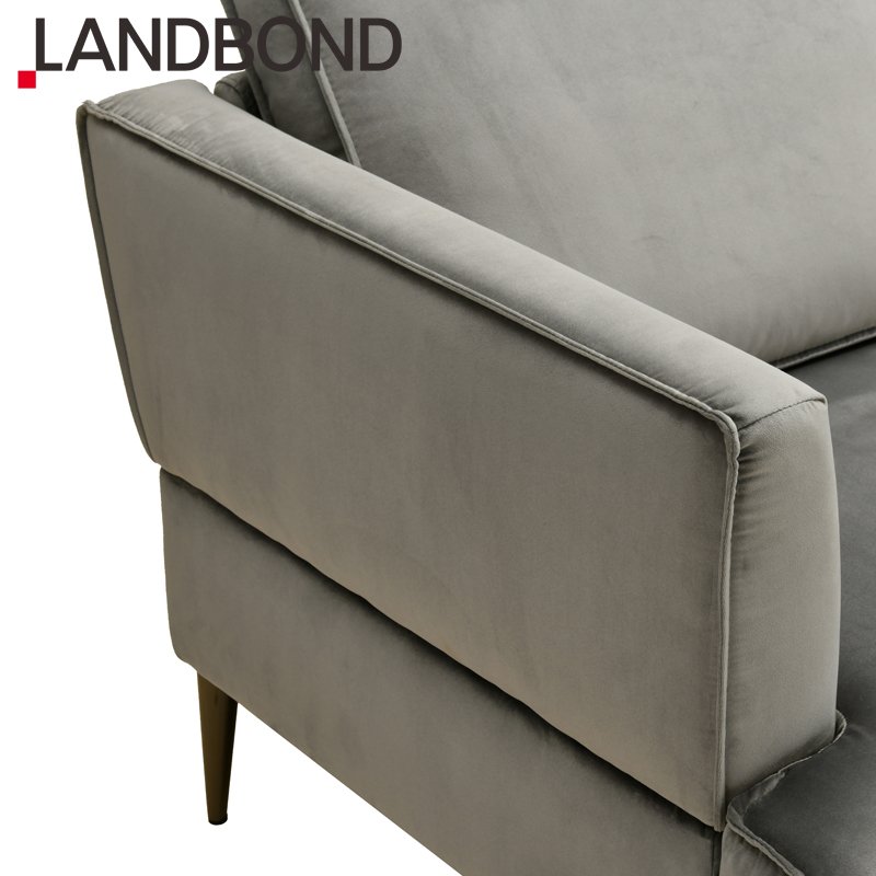 European L Shape Kd Design Home Furniture Corner Couch Luxury Living Room Modern Grey Velvet Sofa Set