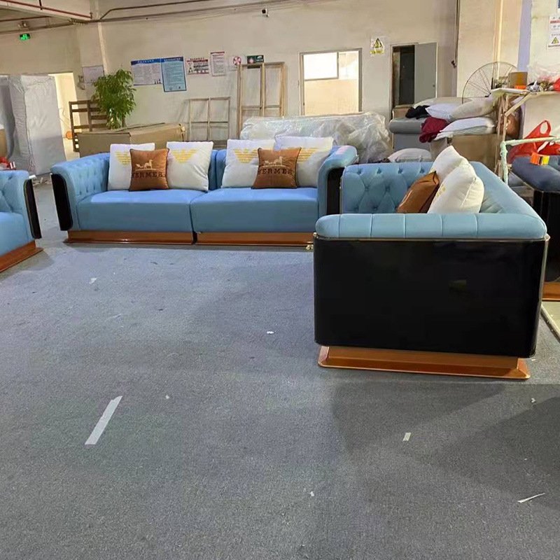 Hot Selling Leather Office Sofa Sets Chinese Style Modern Rectangle Sectional Sofa Office Sofa Set Furniture