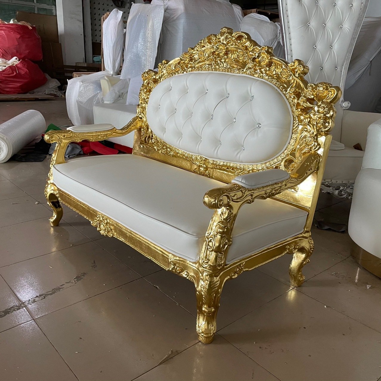Bride And Groom New Love Seat Luxury Wedding Gold Throne King Sofa