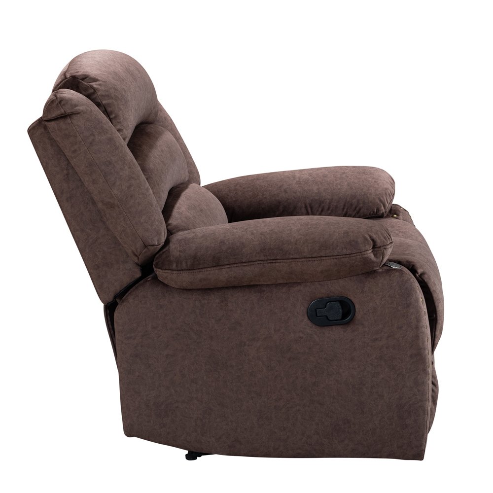 PU Fabric Brass Nail 6 Seathers Brown Modern Living Room American Style 5 Recliners Motion Sofa Set