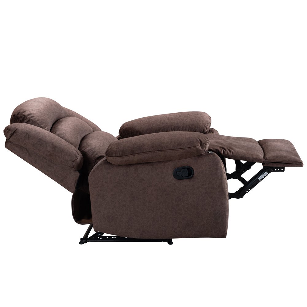 PU Fabric Brass Nail 6 Seathers Brown Modern Living Room American Style 5 Recliners Motion Sofa Set
