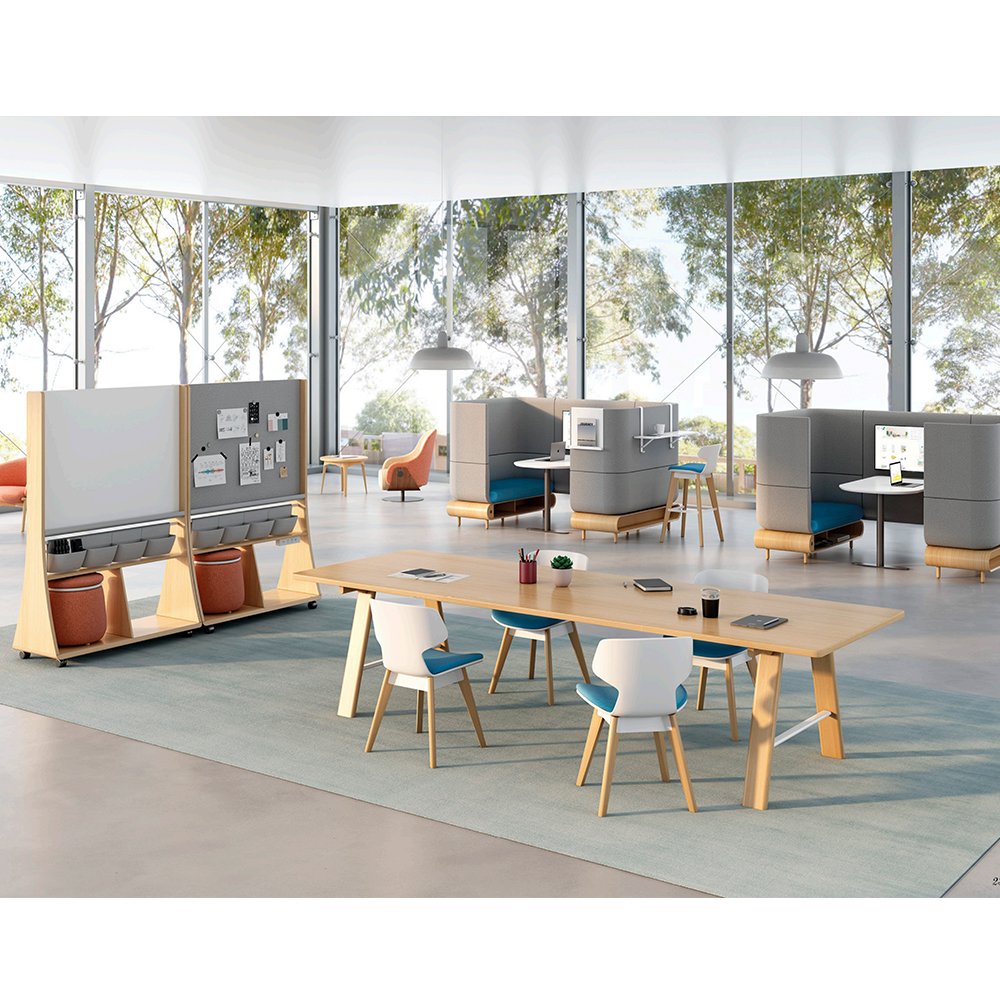 Modern High Back Privacy Office Single Booth Seating Meeting Sofa With Writing Tablet Commercial Office Sofa For Public Area