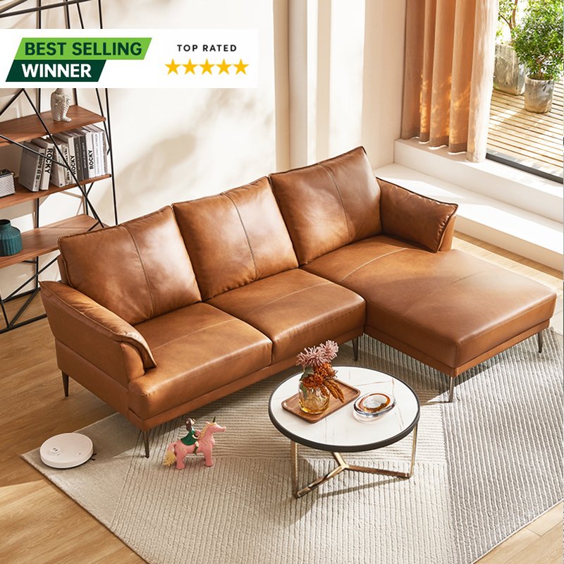 BEST SELL Natural leather sofa L shape Corner moder Couch sofa lounge living room sectional sofa set furniture