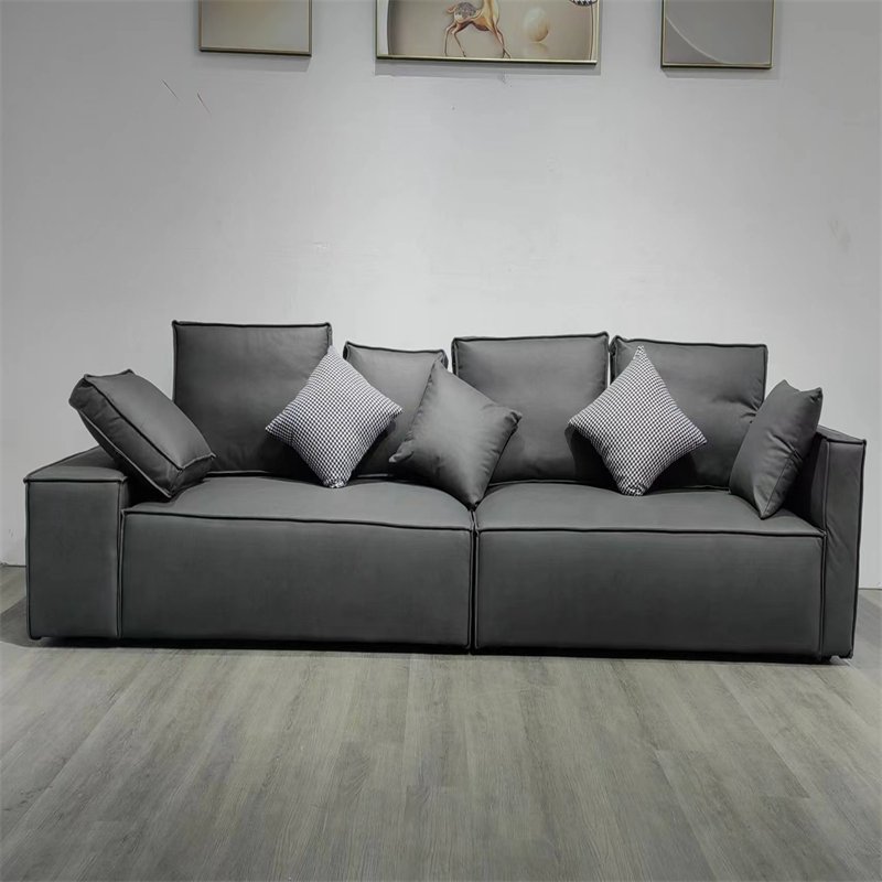 Modern technology cloth sofa light luxury straight fabric minimalist fabric sofa Nordic cream sofa for living room furniture
