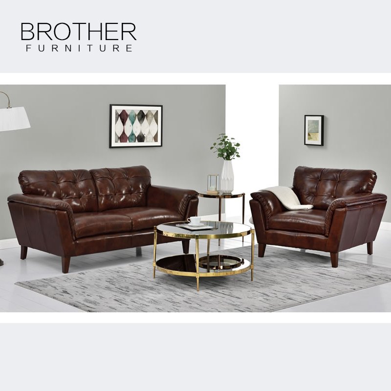 Luxury furniture germany style brown relax 3 seat leather sofa living room furniture sectional sofa