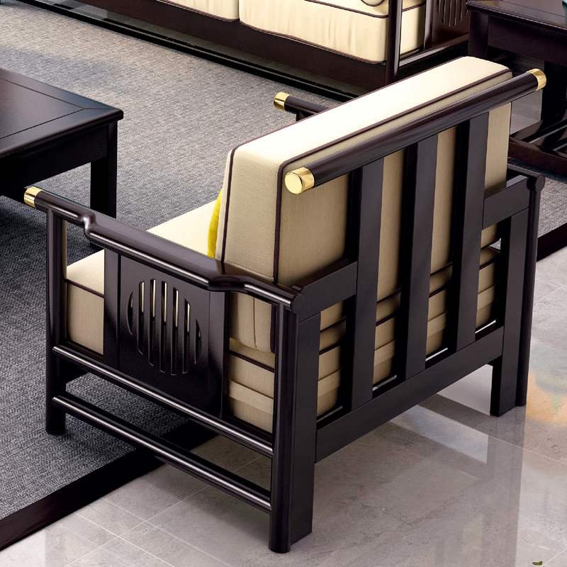 New design carved wood frame upholstered fabric cushion hotel couch Chinese home living room furniture 1 2 3 seat sectional sofa
