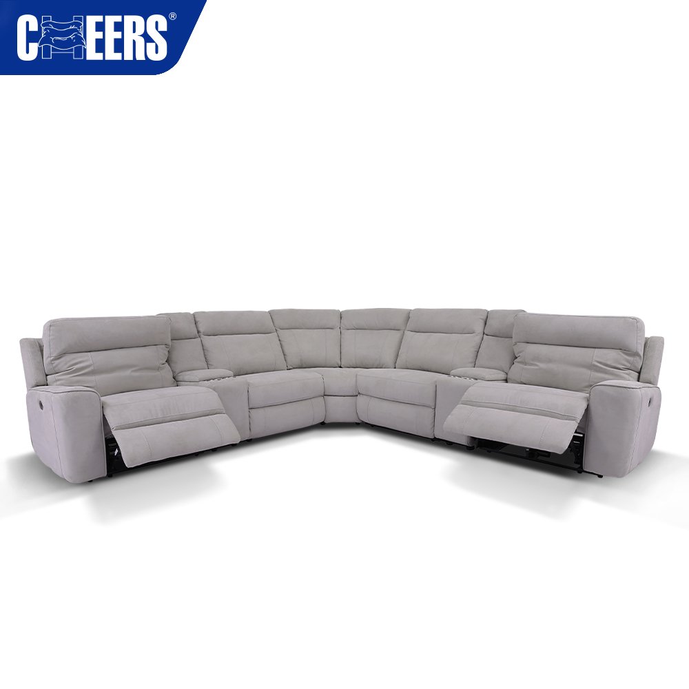 MANWAH CHEERS New Design Electric Fabric Recliner Sectional Sofa Set with USB Port and Storage Box for Living Room Sofa