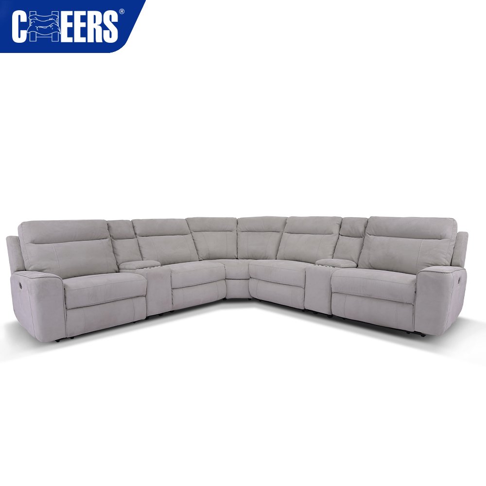 MANWAH CHEERS New Design Electric Fabric Recliner Sectional Sofa Set with USB Port and Storage Box for Living Room Sofa
