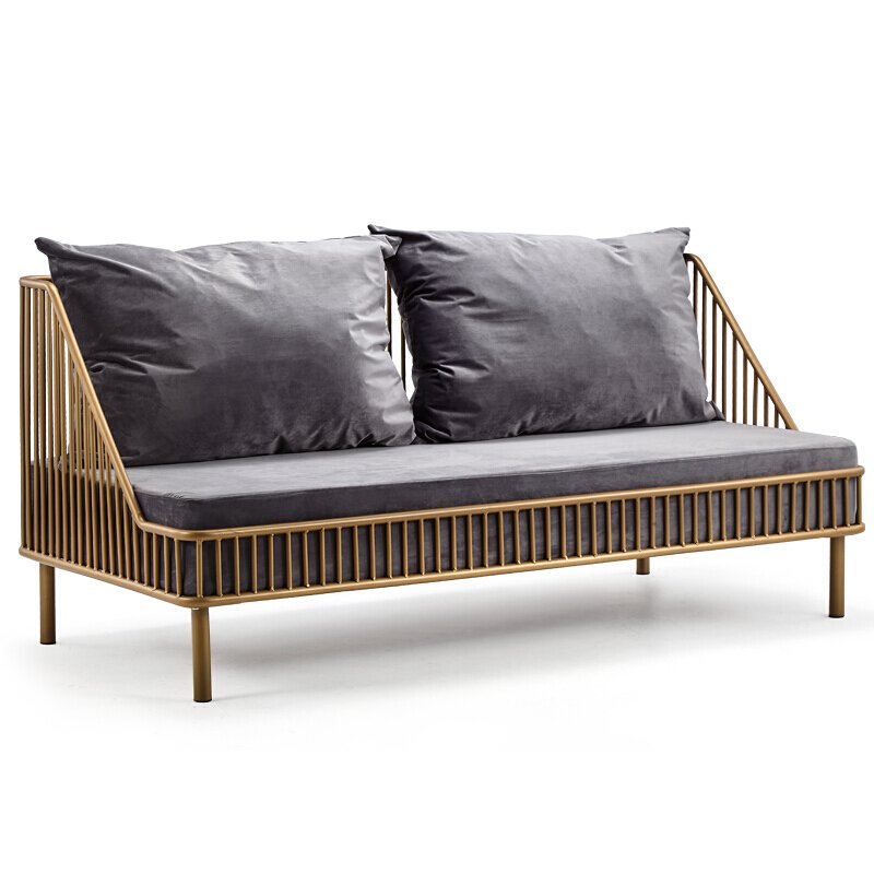 Nordic Colorful Minimalist Modern Iron Metal Golden Foot Restaurant Booth Sofa