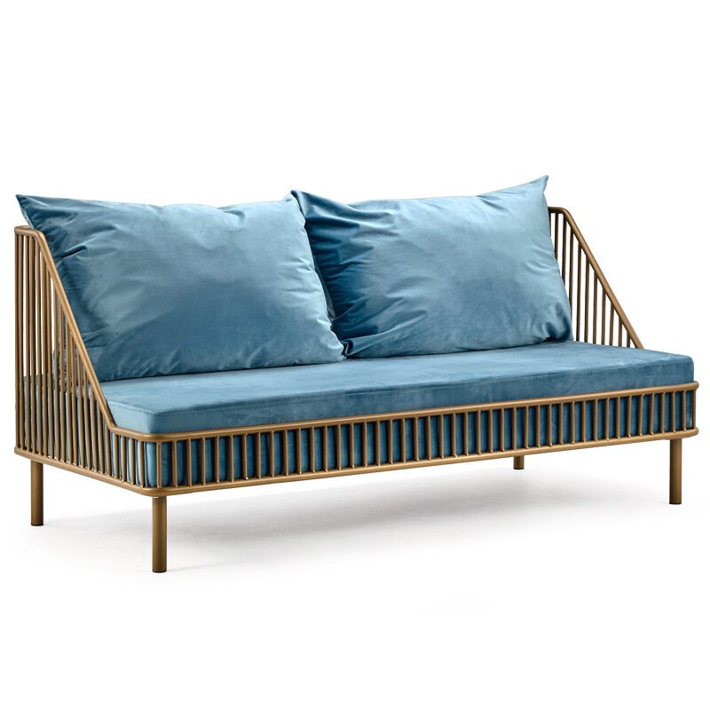 Nordic Colorful Minimalist Modern Iron Metal Golden Foot Restaurant Booth Sofa