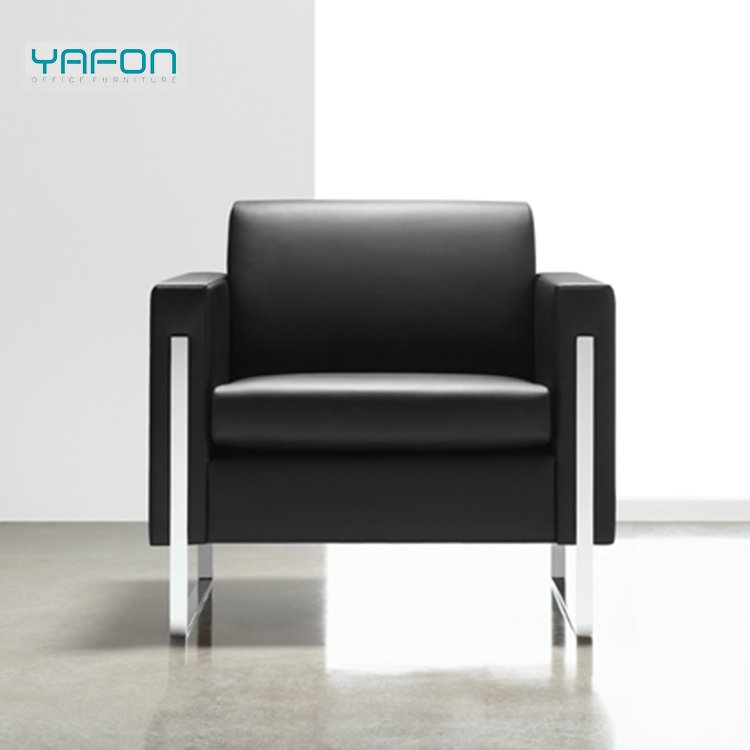 Modern furniture black office sofa 3 seater leather sectional office sofa lounge