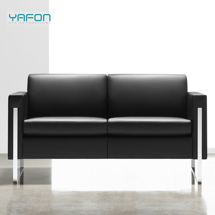 Modern furniture black office sofa 3 seater leather sectional office sofa lounge