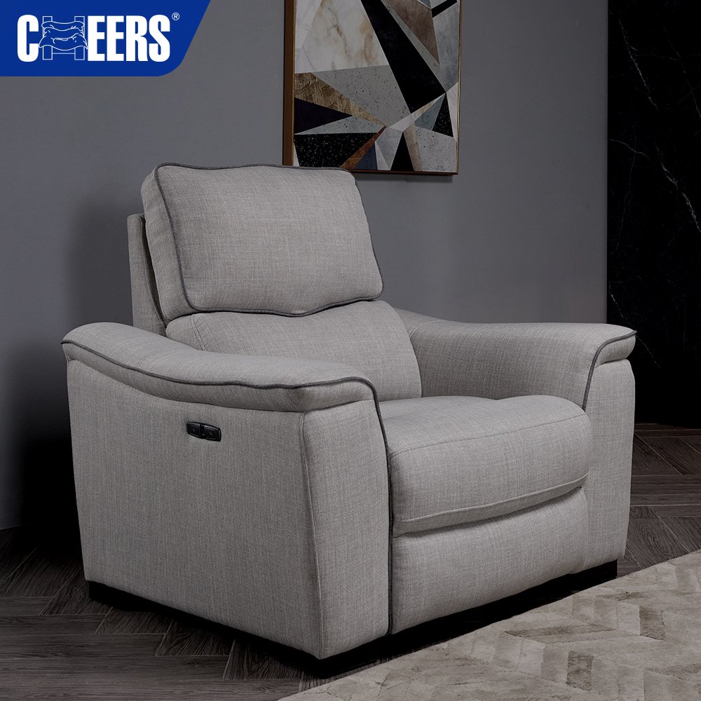MANWAH CHEERS Euro Skin-friendly Fabric Upholstered Power Reclining Living Room Sofa 3+2+1 Sofa Set for Living Room