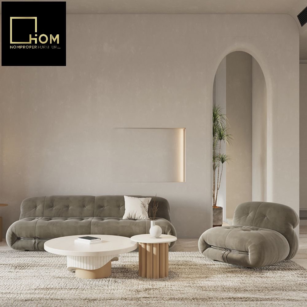 Nordic designer special-shaped hippopotamus steel teeth sofa modern small apartment French retro wabi-sabi style lambskin sofa