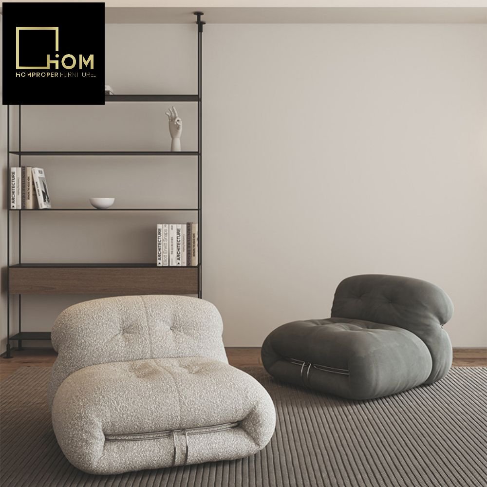 Nordic designer special-shaped hippopotamus steel teeth sofa modern small apartment French retro wabi-sabi style lambskin sofa