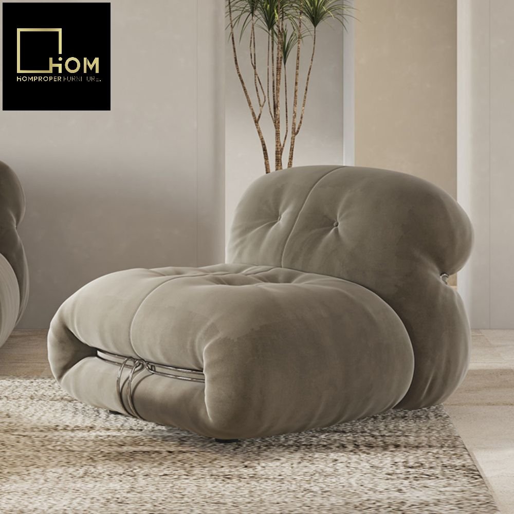 Nordic designer special-shaped hippopotamus steel teeth sofa modern small apartment French retro wabi-sabi style lambskin sofa